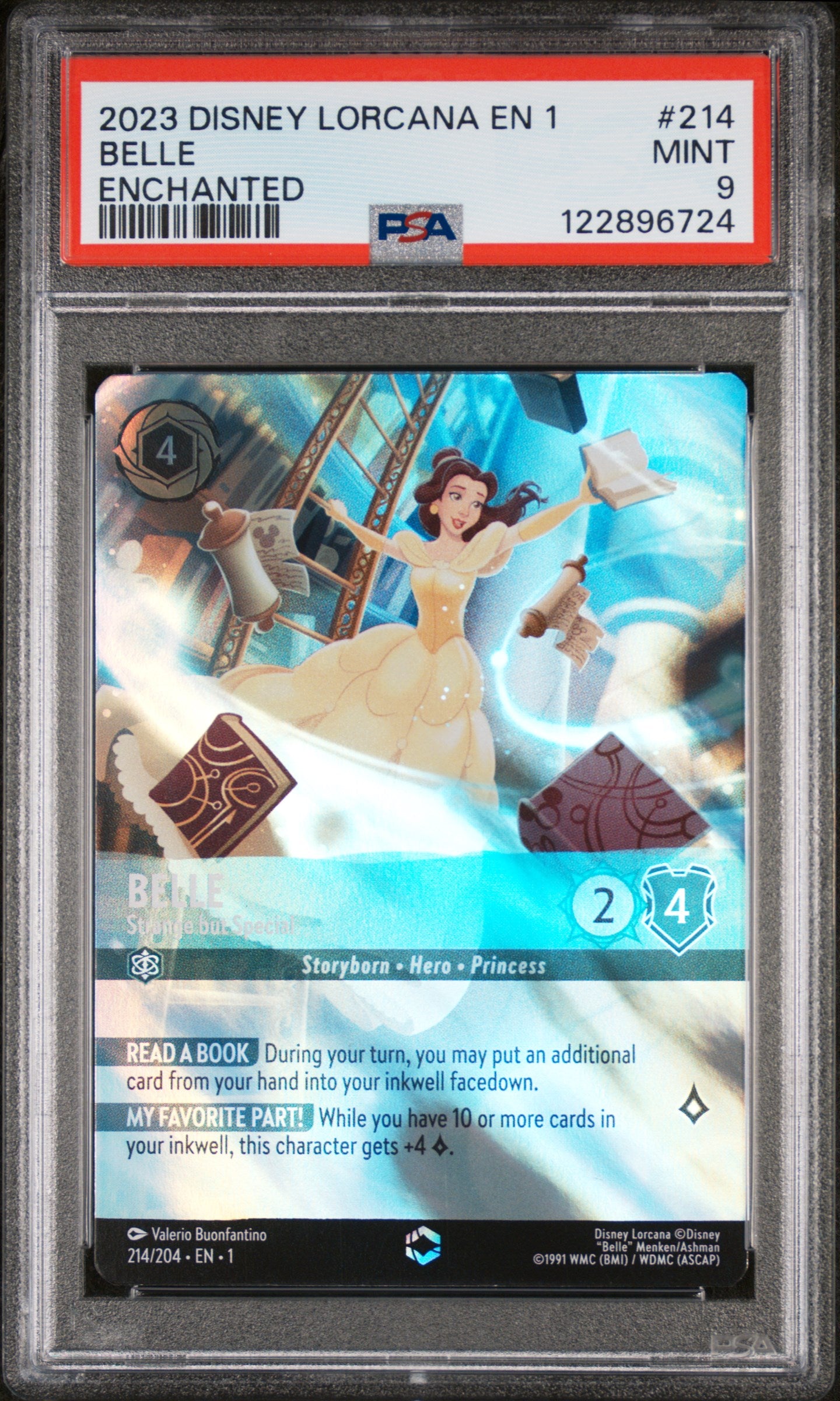 2023 Disney Lorcana The First Chapter Enchanted Belle #214 PSA 9
