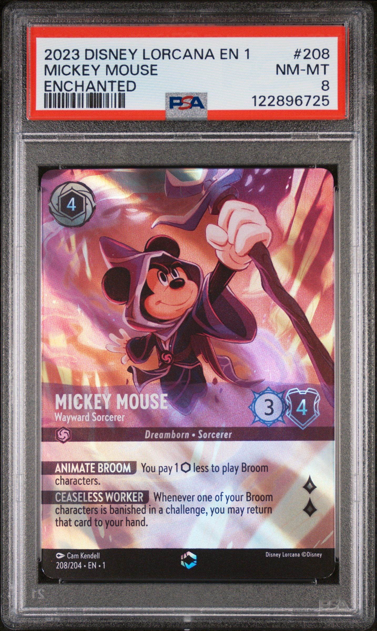 2023 Disney Lorcana EN 1 Enchanted Mickey Mouse #208 PSA 8