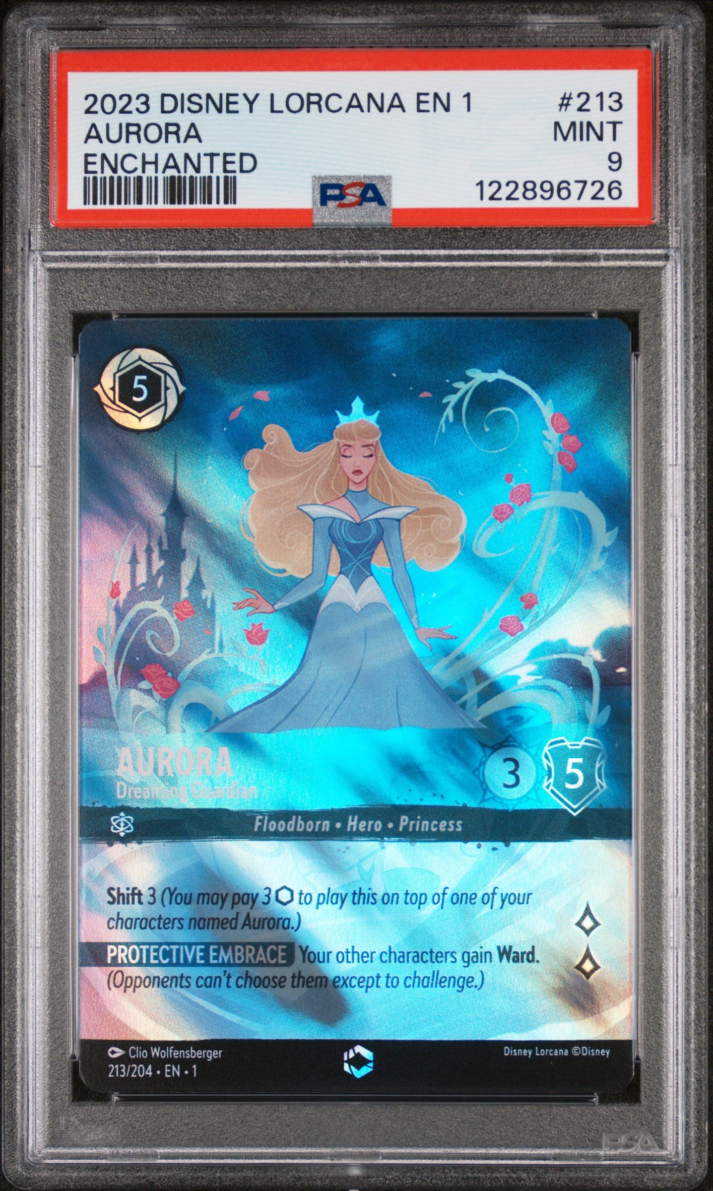 2023 Disney Lorcana EN 1 Enchanted Aurora #213 PSA 9