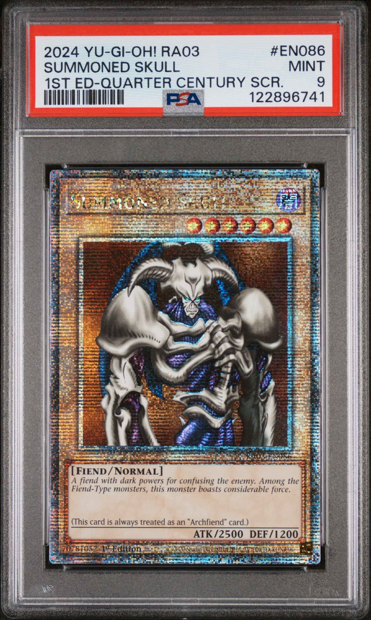 2024 Yu-Gi-Oh RA03 Quarter Century SCR Summoned Skull #EN086 1st Edition PSA 9