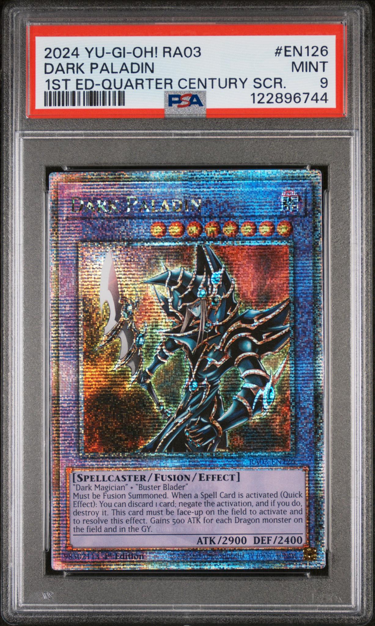 2024 Yu-Gi-Oh! RA03 Quarter Century SCR Dark Paladin #EN126 1st Edition PSA 9