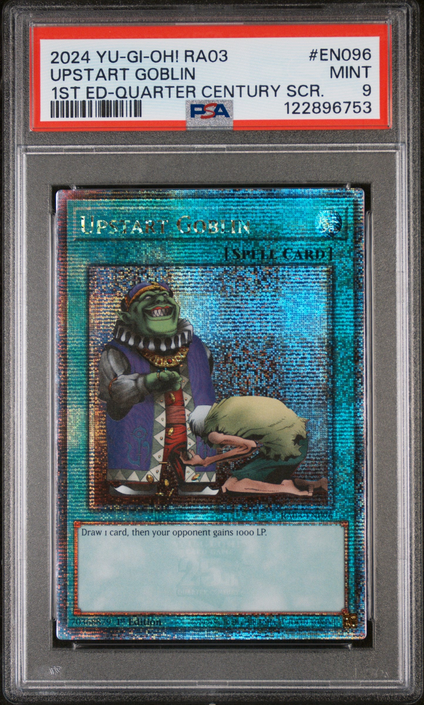 2024 Yu-Gi-Oh! RA03 Quarter Century SCR Upstart Goblin #EN096 1st Ed PSA 9