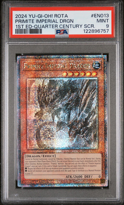 Yu-Gi-Oh! Primite Imperial Dragon EN013 Quarter Century SCR PSA 9