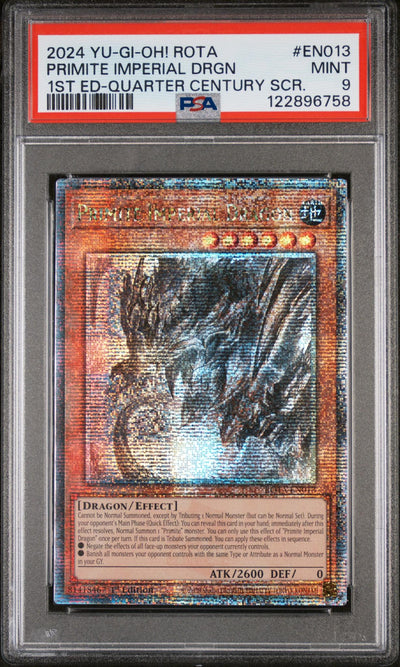 Yu-Gi-Oh! Primite Imperial Dragon EN013 1st Ed Quarter Century SCR PSA 9