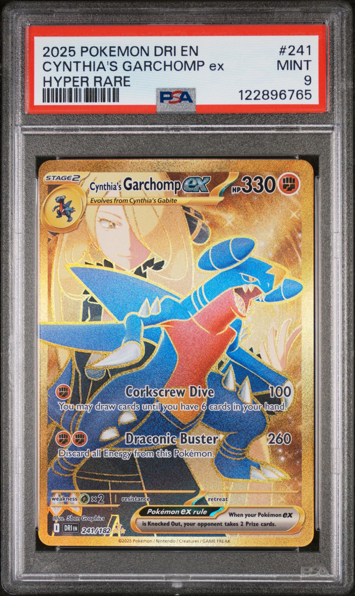 2025 Pokemon #241/182 Cynthia's Garchomp ex Hyper Rare PSA 9