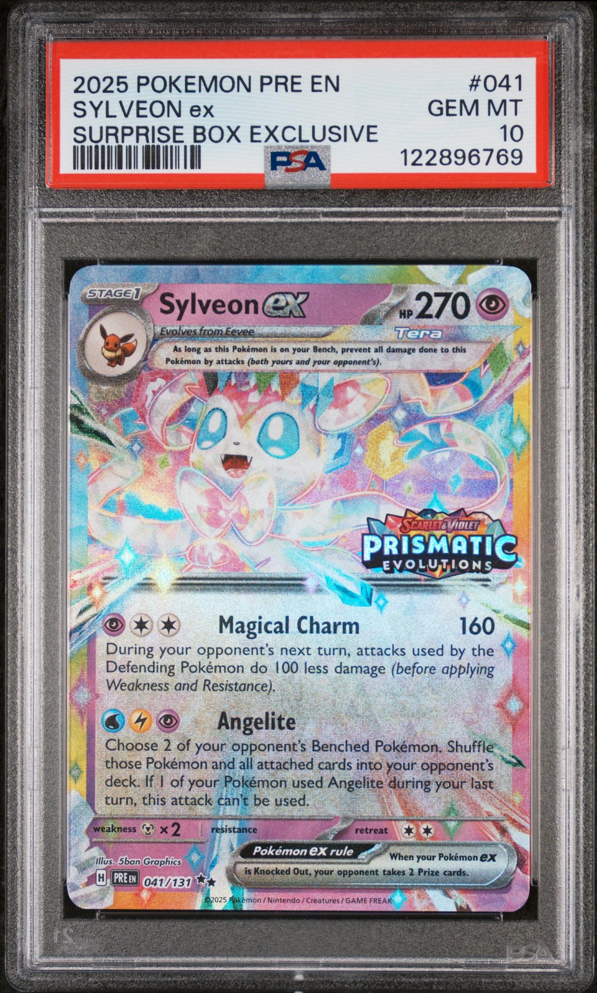 2025 Pokemon Prismatic Evolutions Surprise Box Exclusive Sylveon ex #041 PSA 10