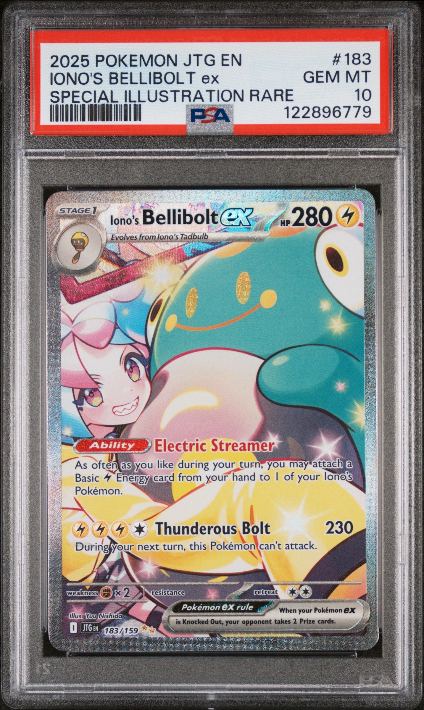 2025 Pokemon #183/159 Iono's Bellibolt ex Special Illustration Rare PSA 10