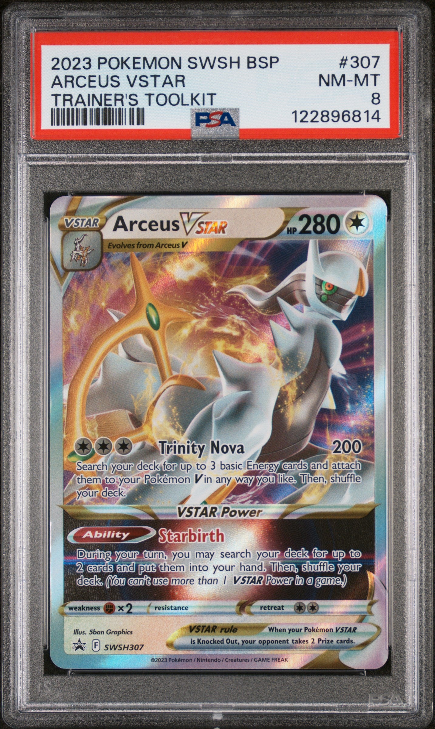 2023 Pokemon SWSH BSP Trainer's Toolkit Arceus VSTAR #SWSH307 Promo PSA 8
