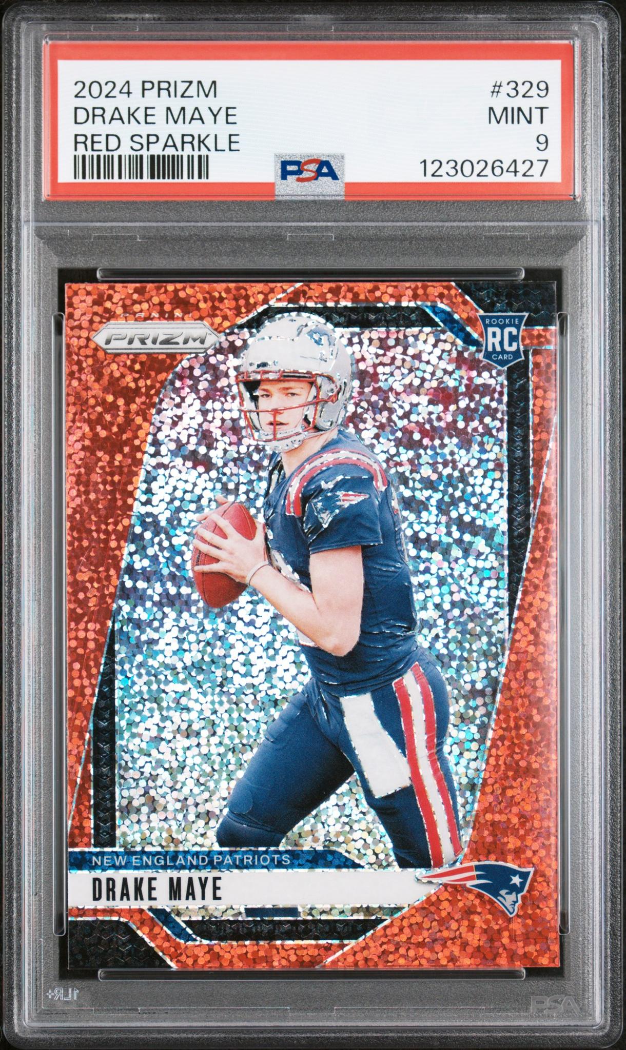 2024 Prizm Prizms Red Sparkle Drake Maye #329 PSA 9