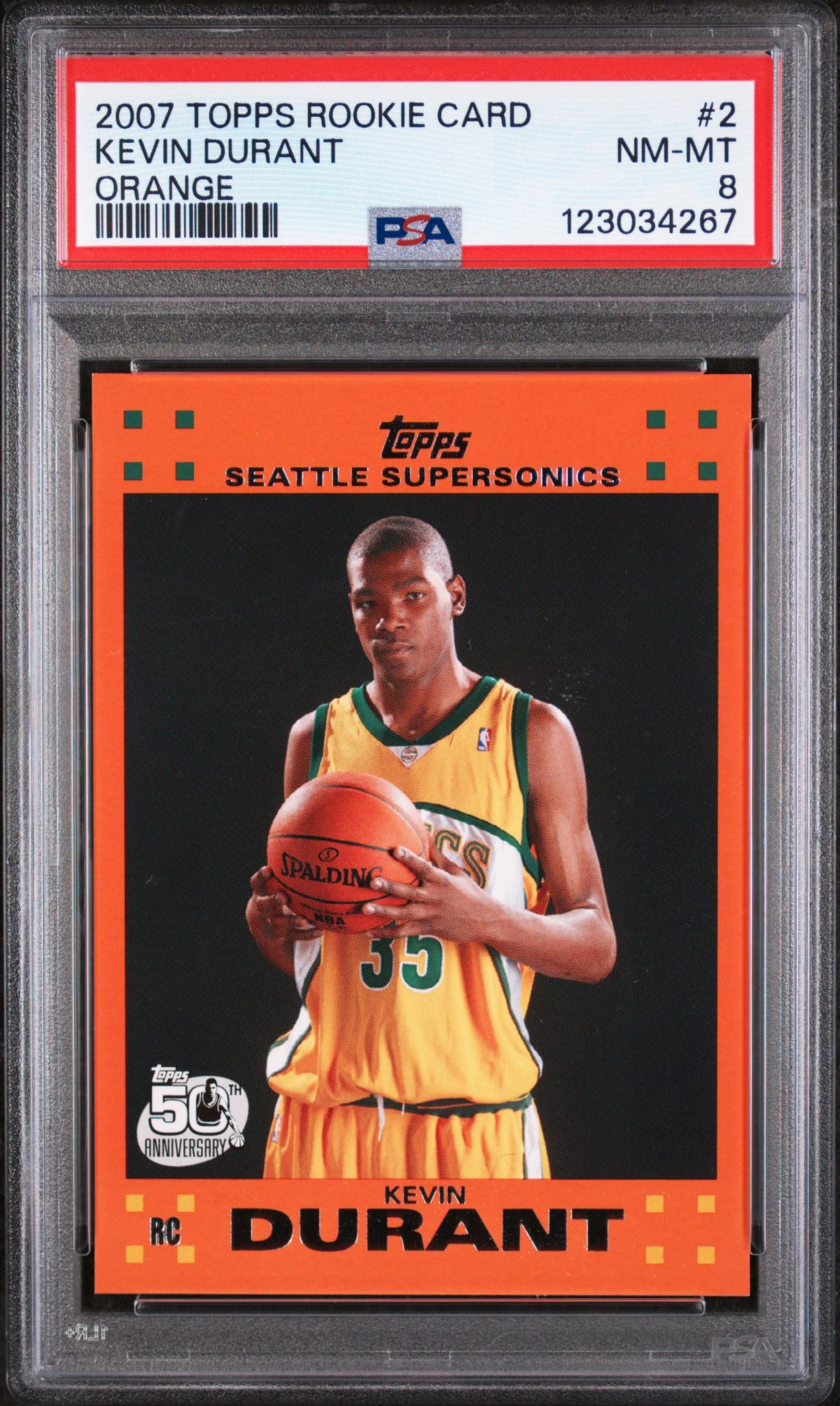 2007 Topps Rookie Card Orange Kevin Durant #2 /14 PSA 8