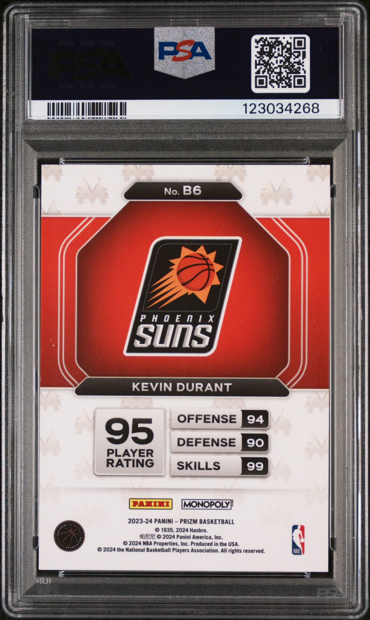 2023 Panini Prizm Monopoly Millionaire Black Kevin Durant #B6 PSA 10