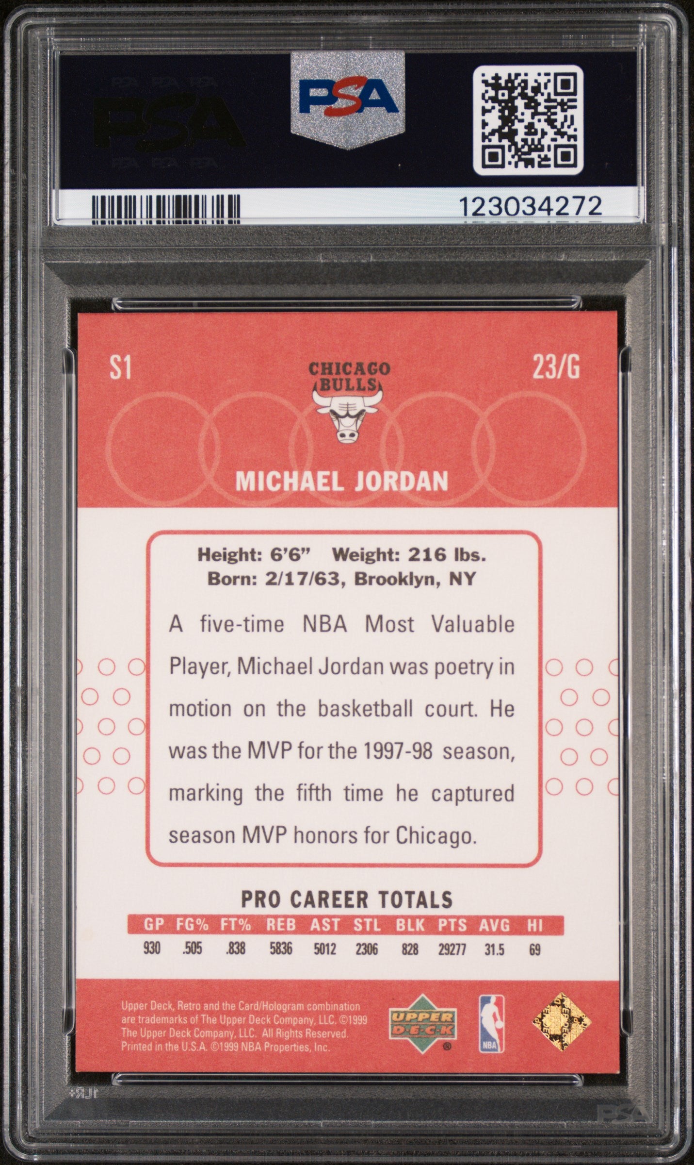 1999 Upper Deck Retro Old School/New School Michael Jordan #S1 PSA 8