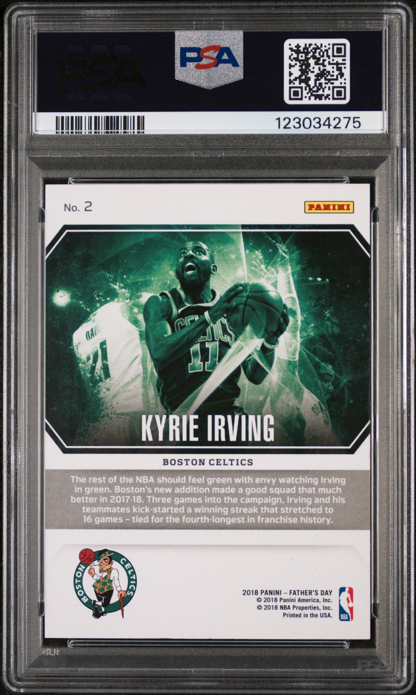 2018 Panini Father's Day Panini Collection Future Frames Kyrie Irving #2 /25 PSA 10