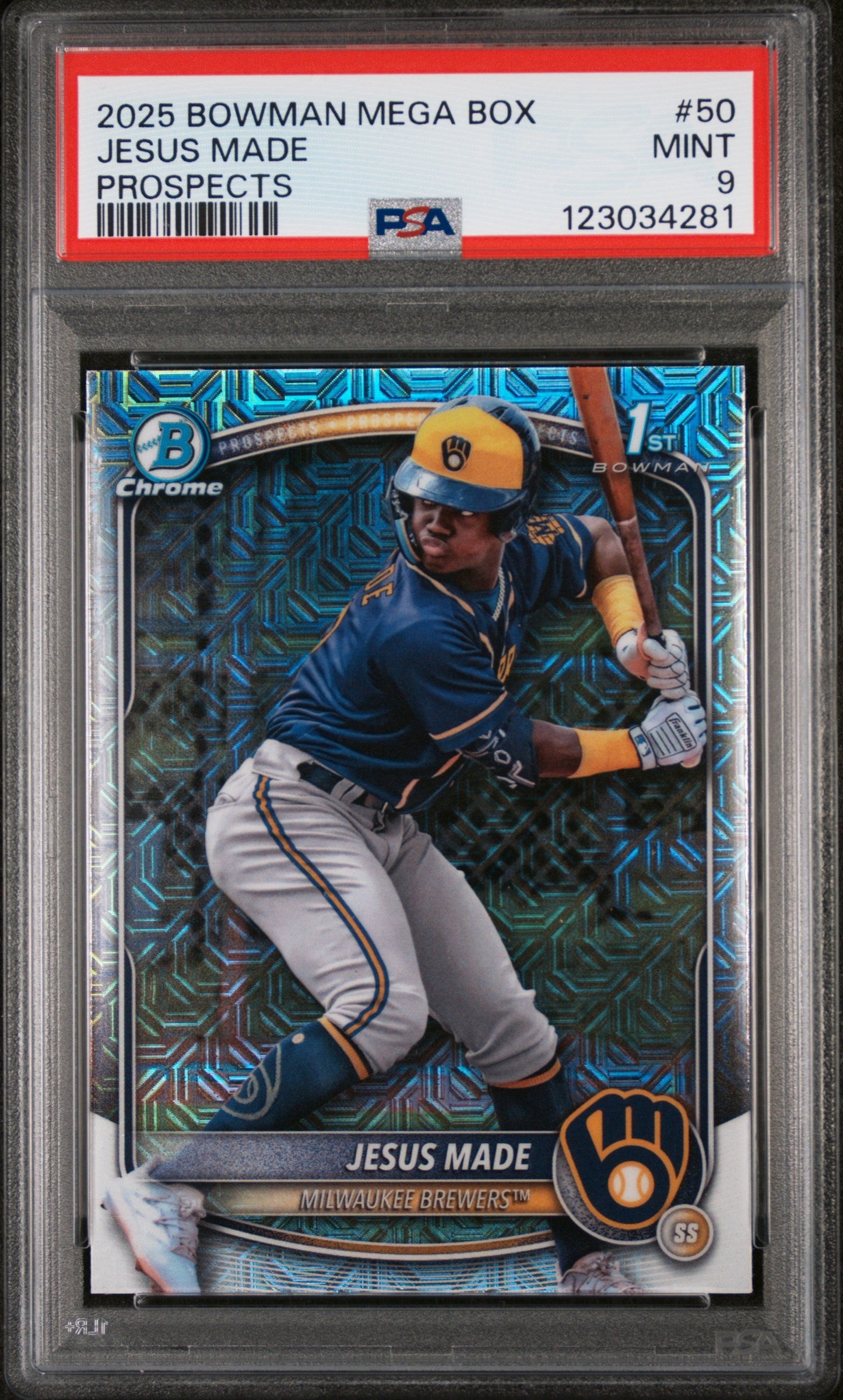 2025 Bowman Chrome Mega Box Prospect Jesus Made #BCP-50 PSA 9
