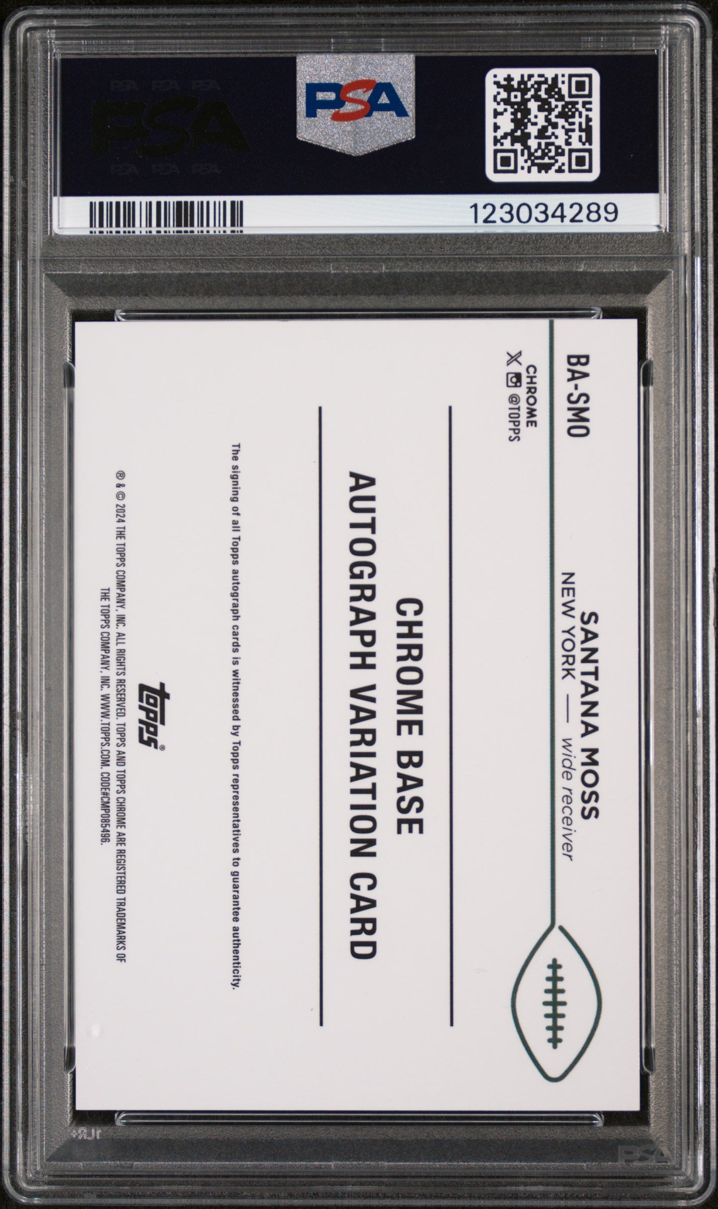 2024 Topps Chrome Base Autographs Variations Gold Geometric Santana Moss #BASMO /50 PSA 9