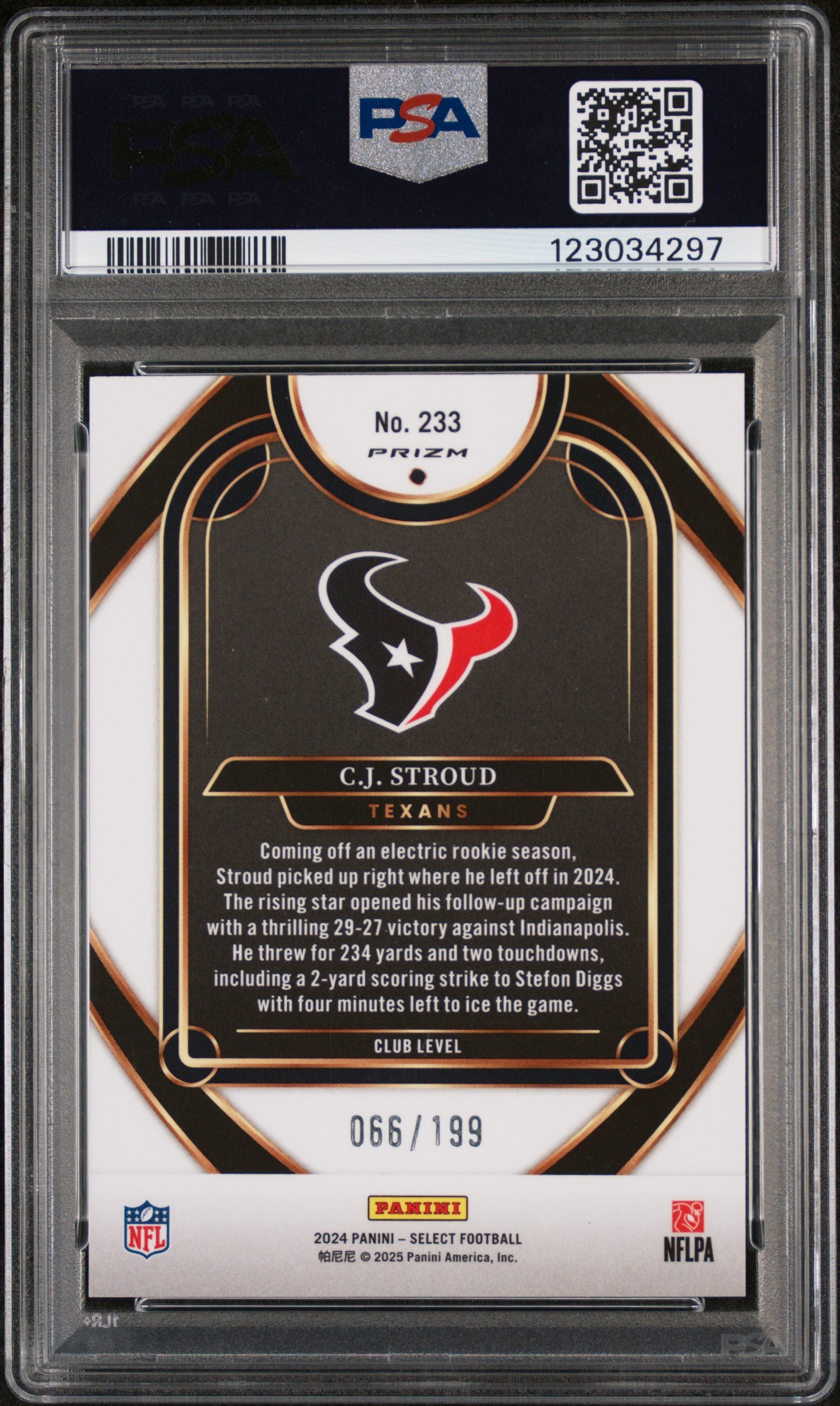 2024 Panini Select White Shock CJ Stroud #233 /199 PSA 9