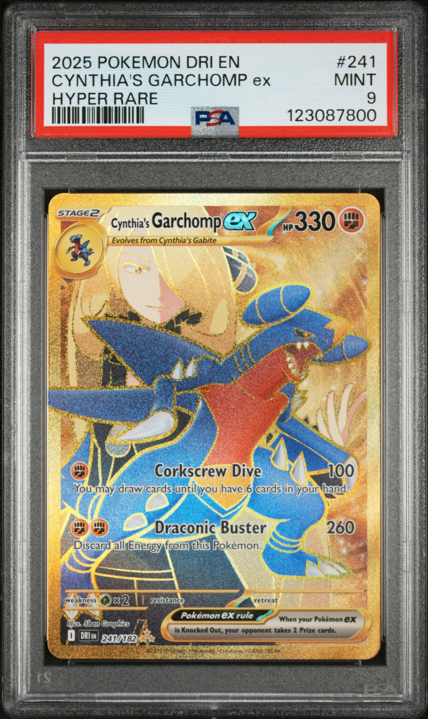 2025 Pokemon Scarlet and Violet Destined Rivals Hyper Rare Cynthia's Garchomp Ex #241 PSA 9