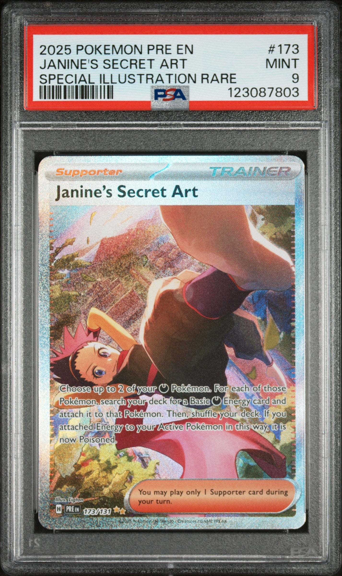 2025 Prismatic Evolutions - Pre En - English Special Illustration Rare Holo Janine's Secret Art #173 PSA 9