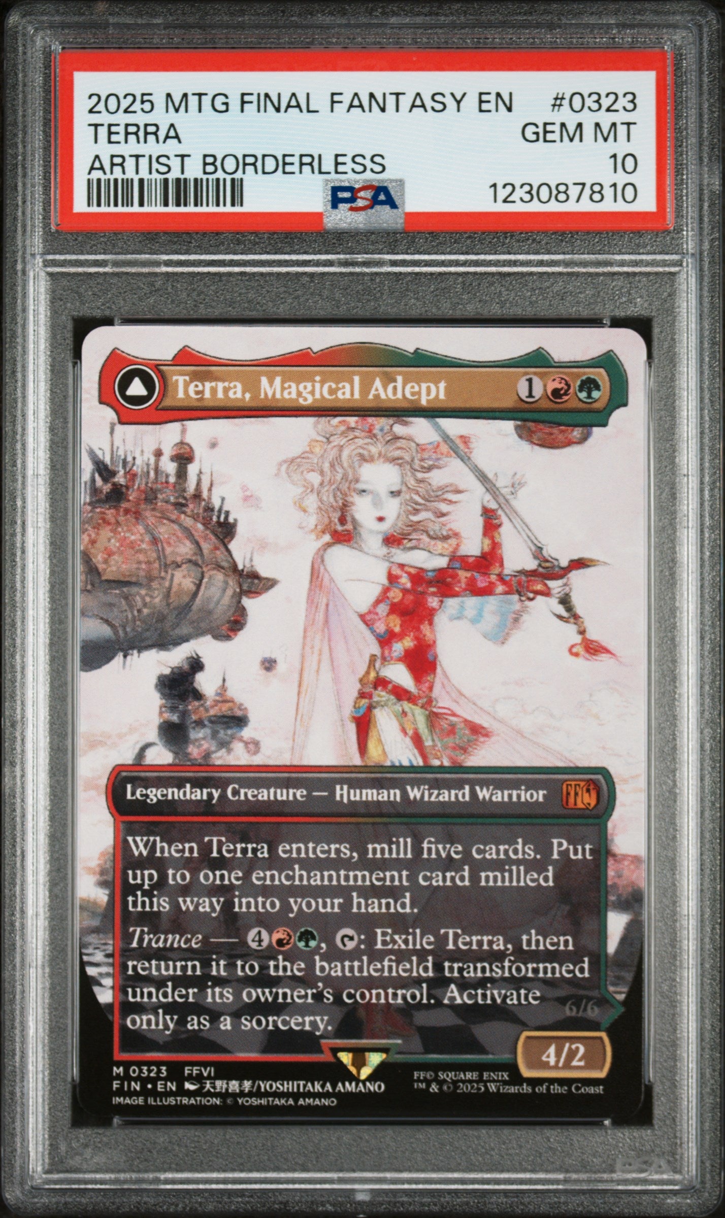 2025 Magic the Gathering Final Fantasy Artist Borderless Esper Terra/Terra, Magical Adept #0323 PSA 10