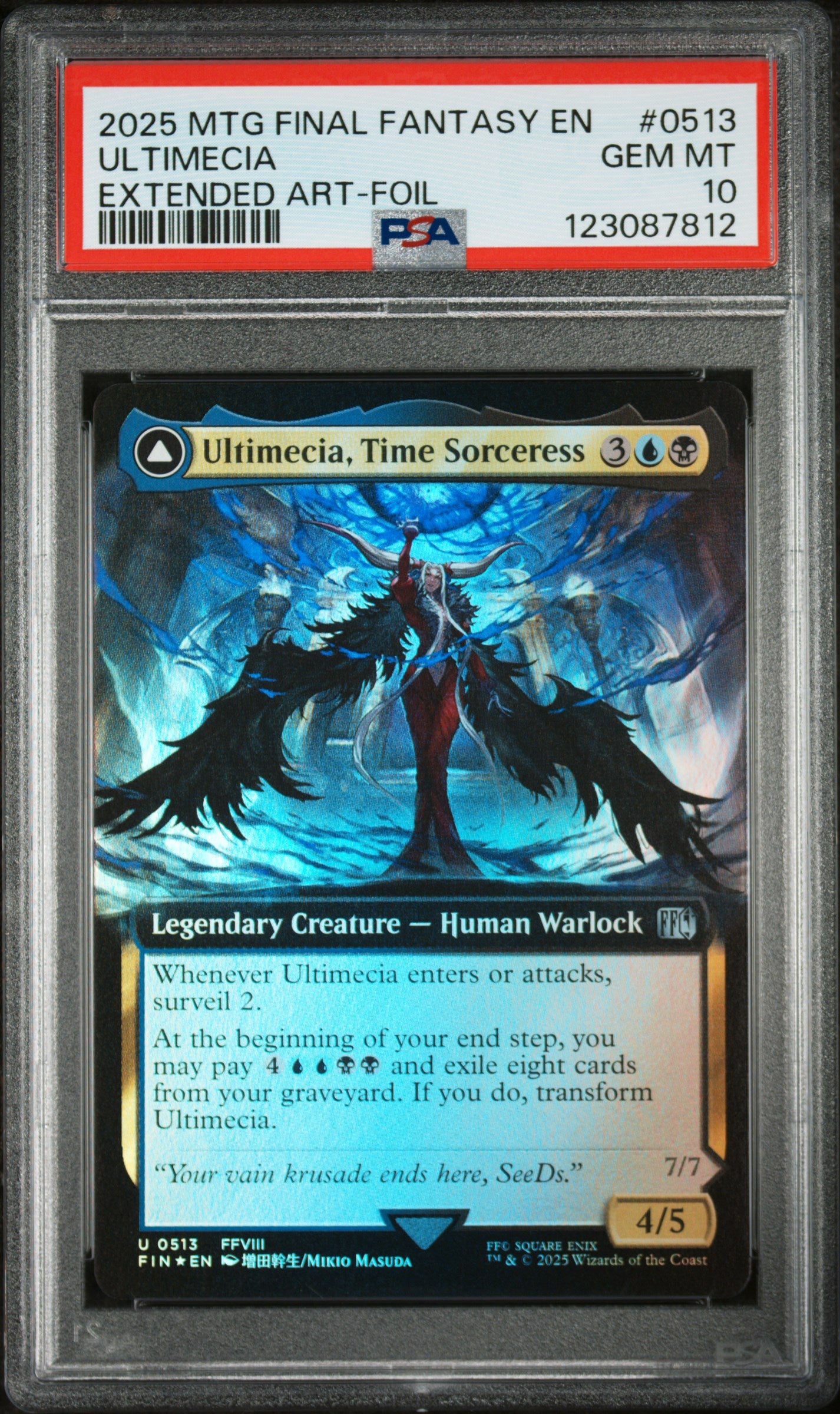 2025 Magic the Gathering Final Fantasy Extended Art-Foil Ultimecia, Omnipotent/Ultimecia, Time Sorceress #0513 /5 PSA 10