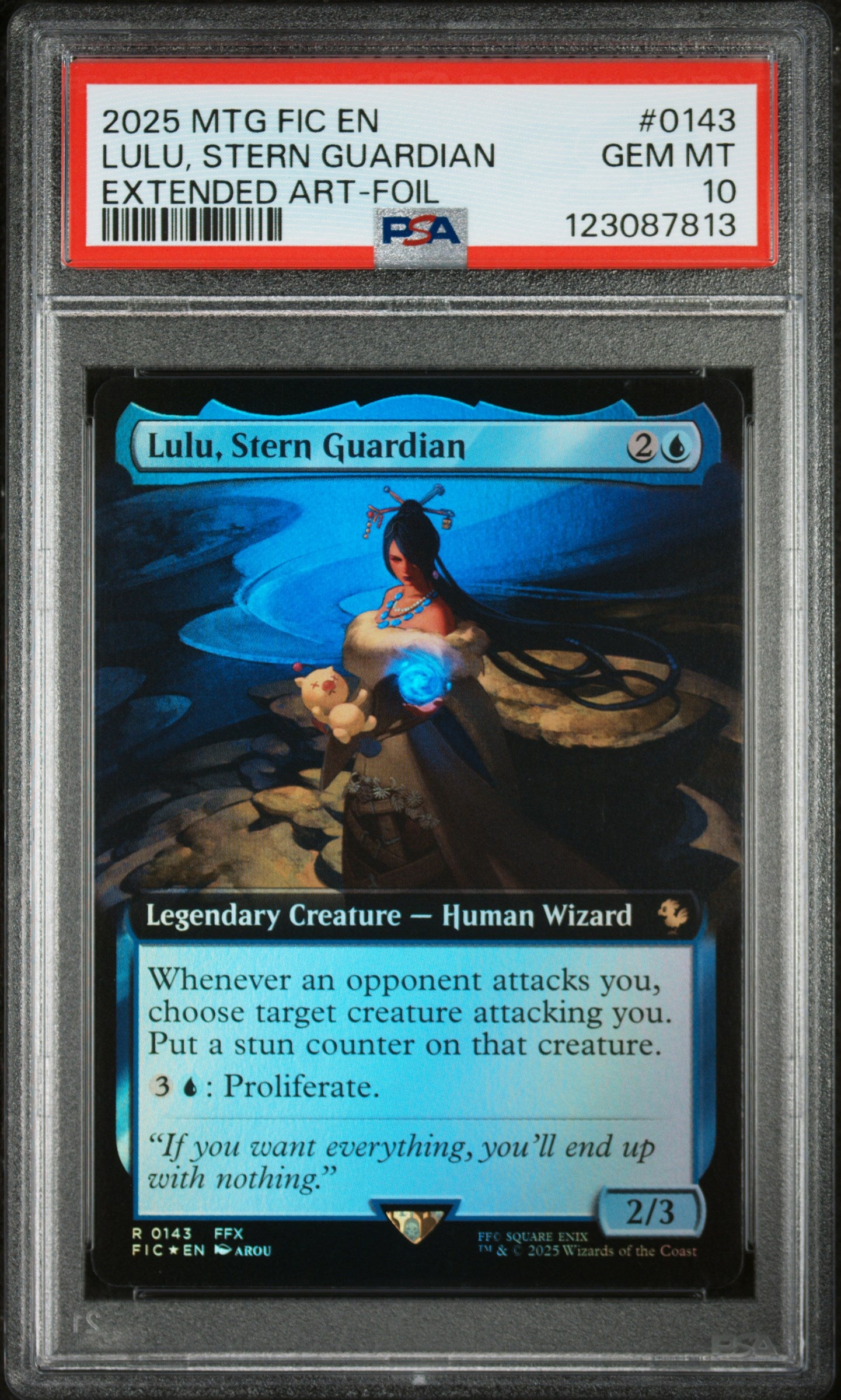 2025 Magic the Gathering Final Fantasy Commander Extended Art-Foil Lulu Stern Guardian #0143 PSA 10