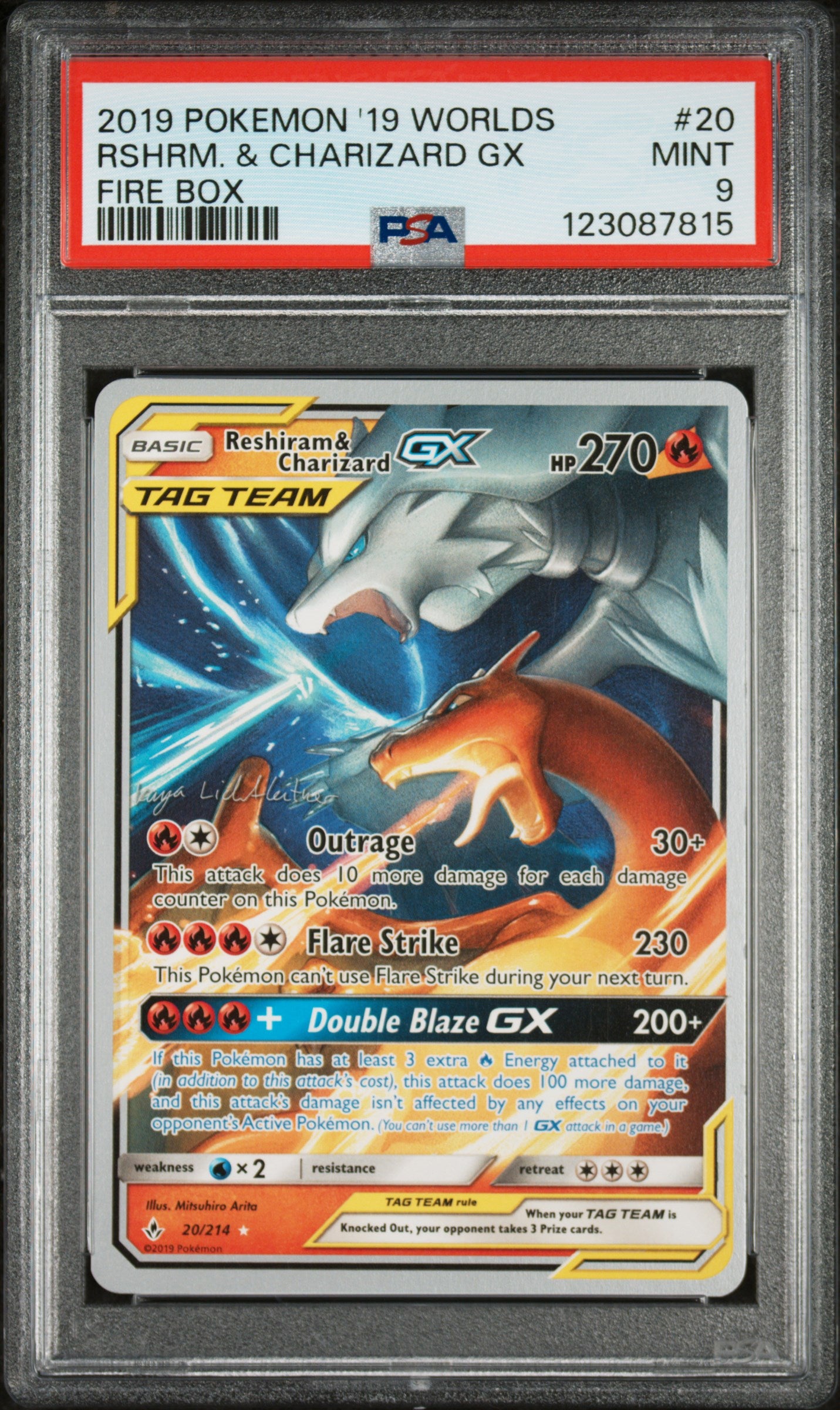 2019 Pokemon 2019 World Championships Deck: Fire Box Rshrm. Charizard Gx #20 PSA 9