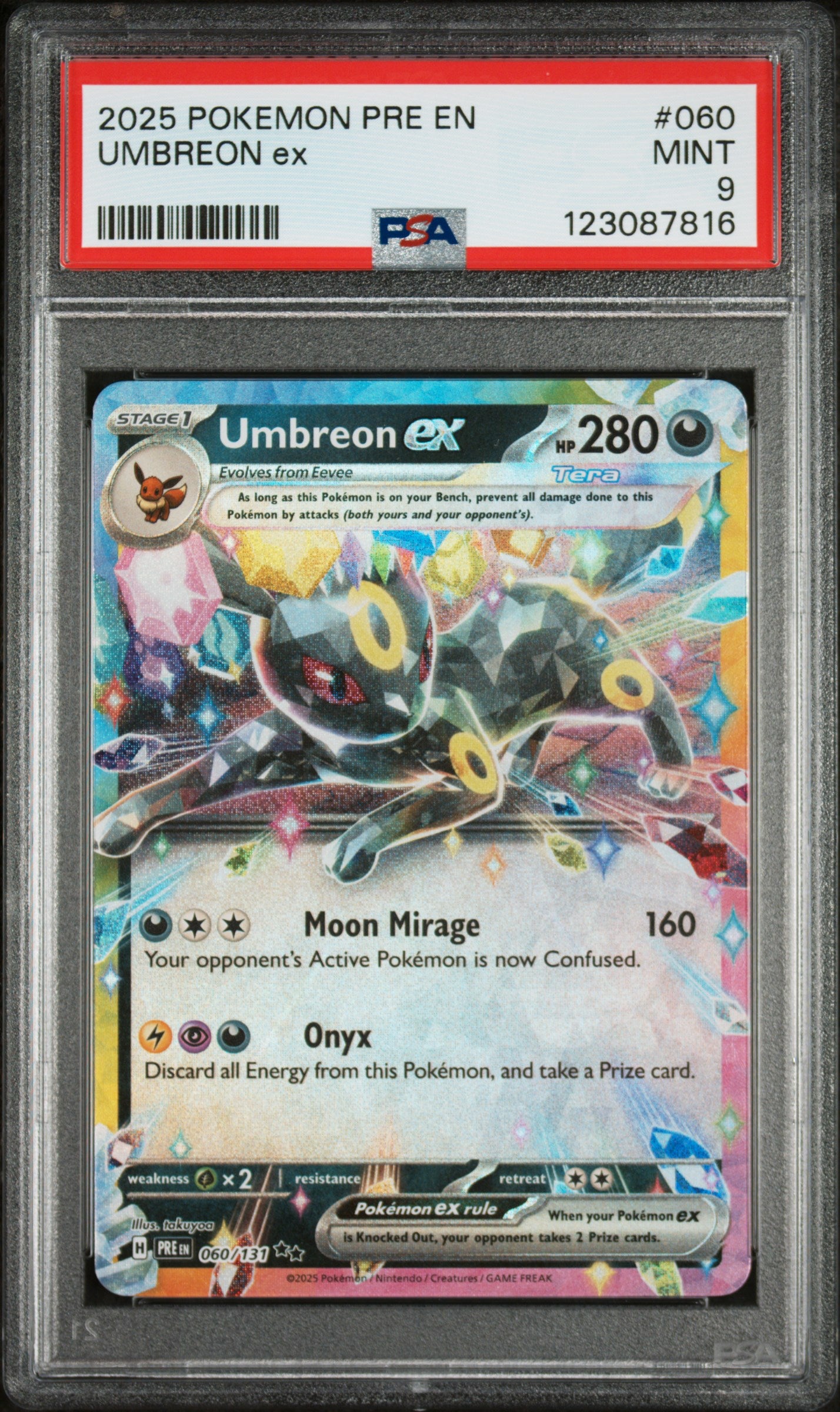 2025 Pokemon Prismatic Evolutions Umbreon Ex #60 PSA 9