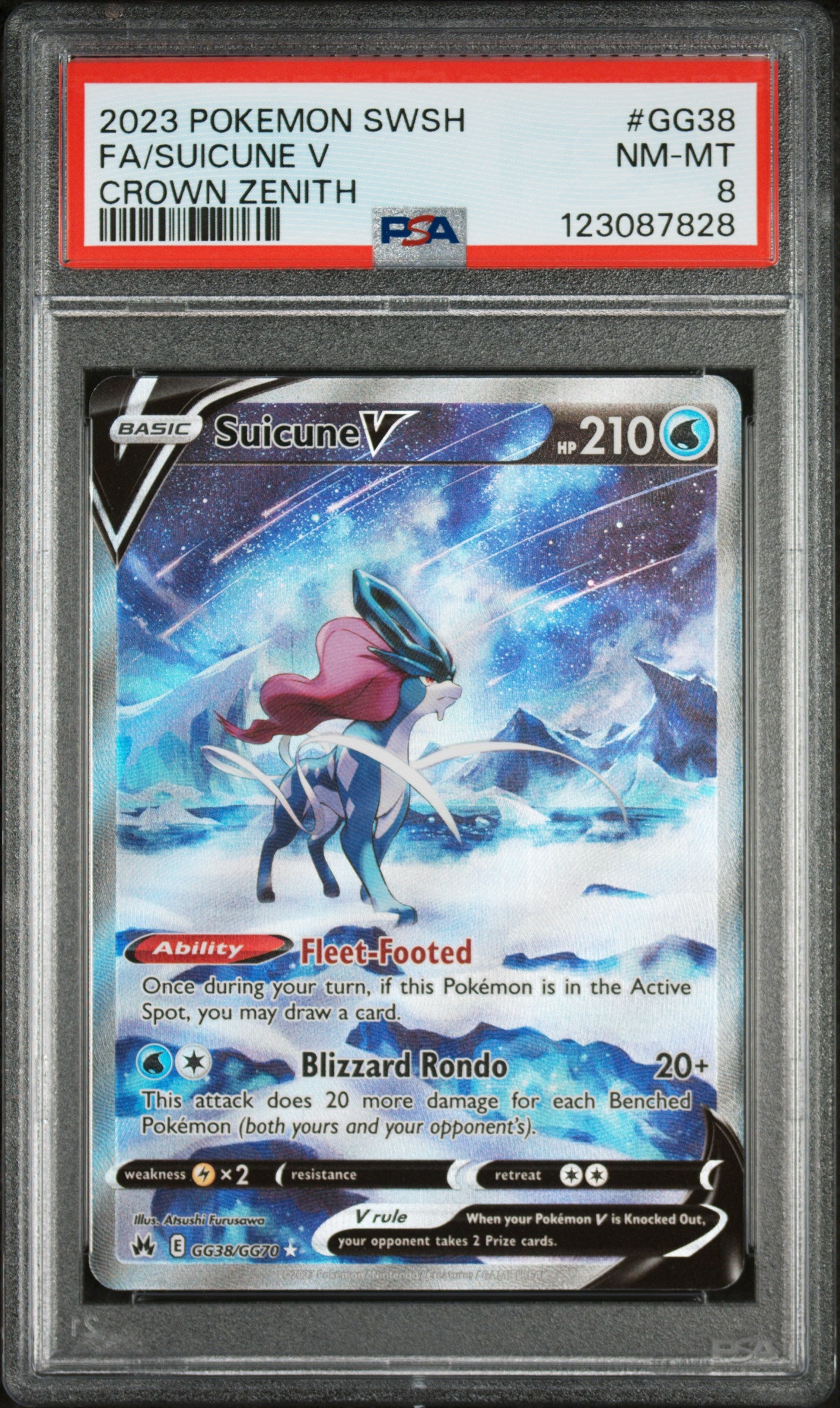 2023 Pokemon Sword and Shield Crown Zenith Suicune V #GG38 PSA 8