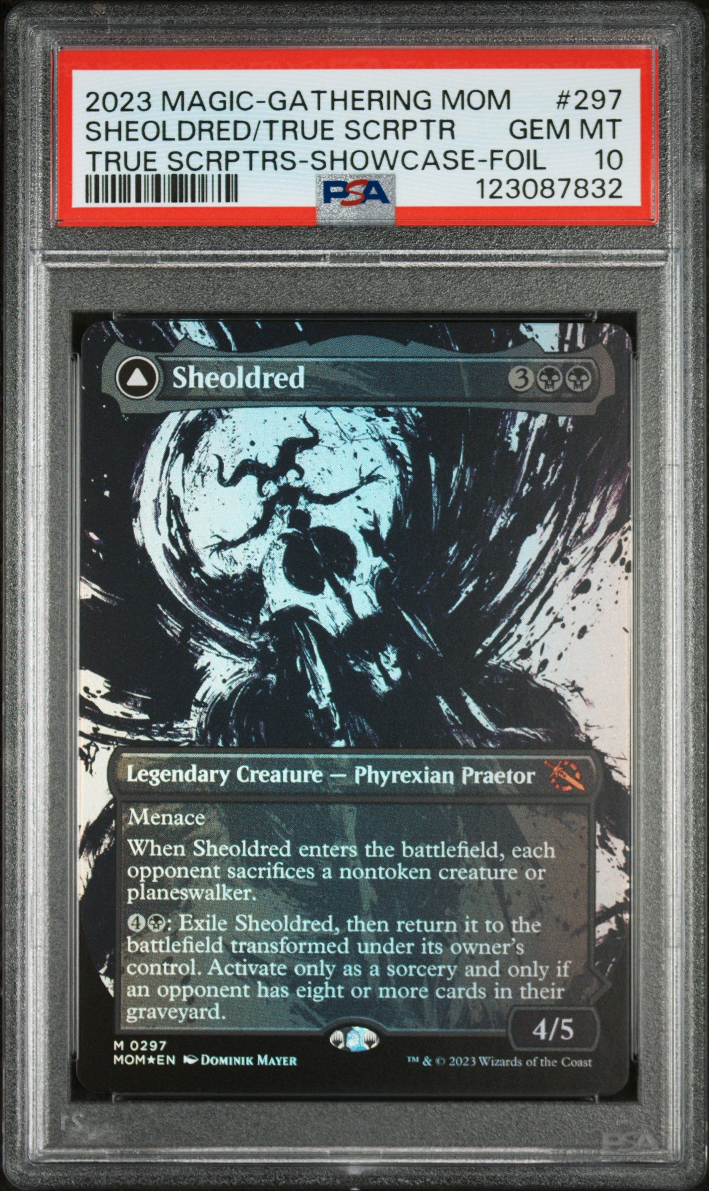 2023 Magic the Gathering March of the Machine Showcase-Foil Sheoldred/The True Scriptures #297 PSA 10