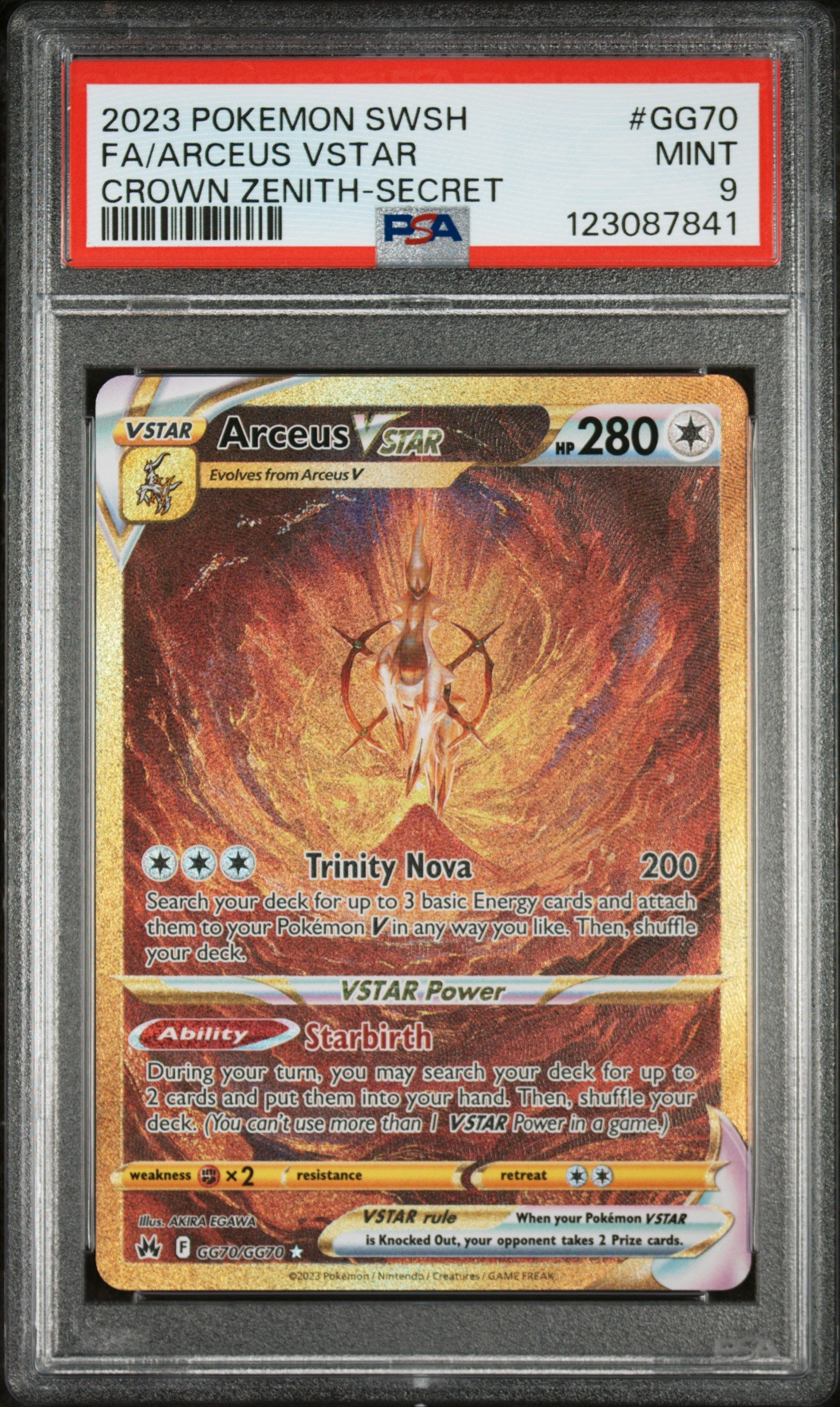 2023 Pokemon Sword and Shield Crown Zenith Secret Rare Arceus Vstar #GG70 PSA 9