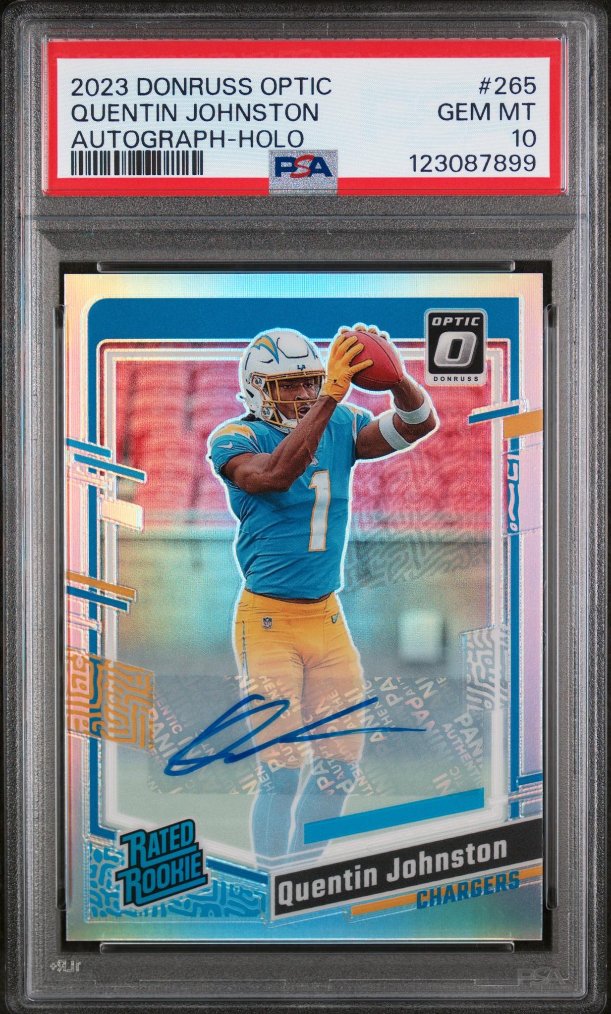 2023 Donruss Optic Rookie Autographs Holo Quentin Johnston #265 /150 PSA 10
