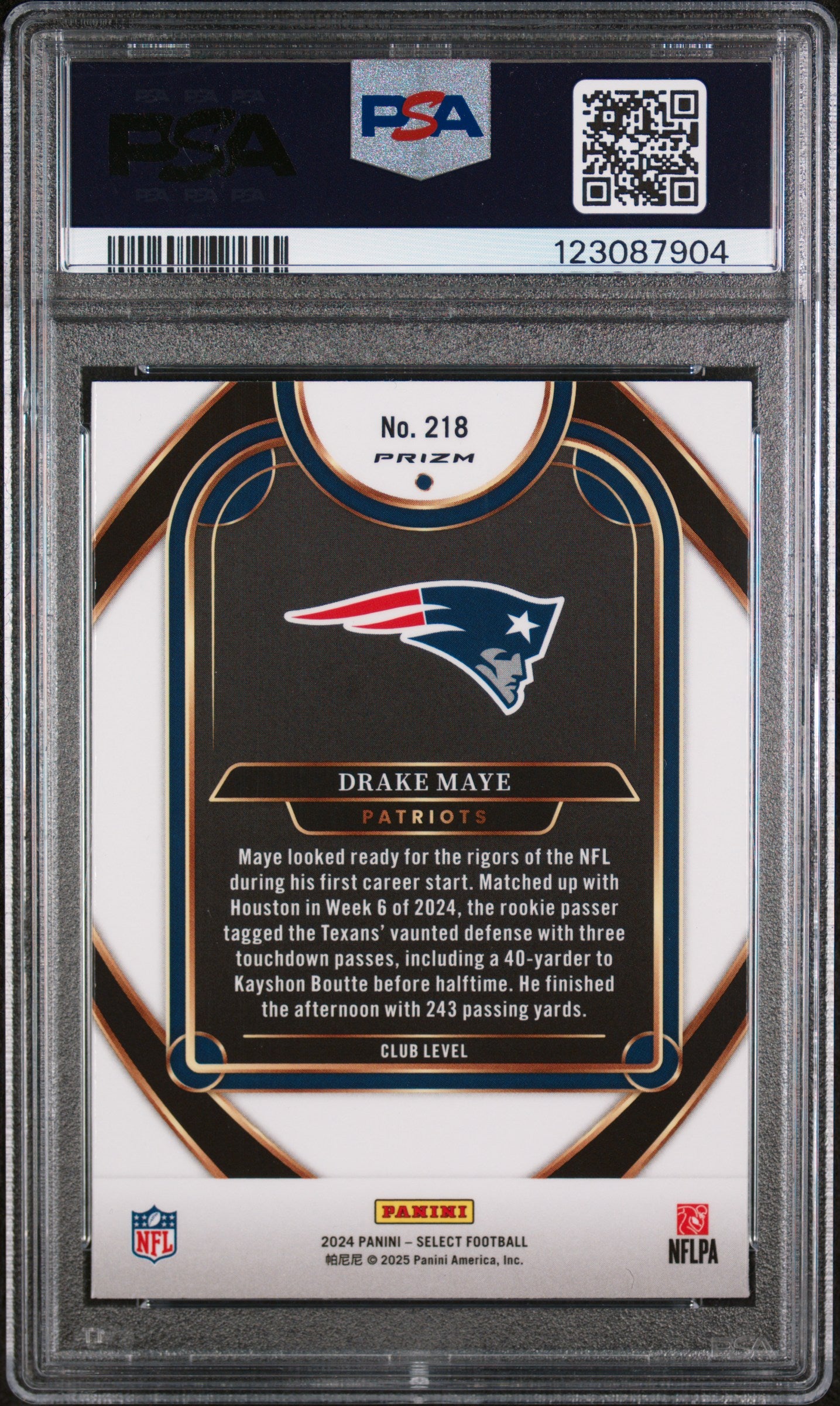 2024 Panini Select Red & Blue Shock Drake Maye #218 PSA 8