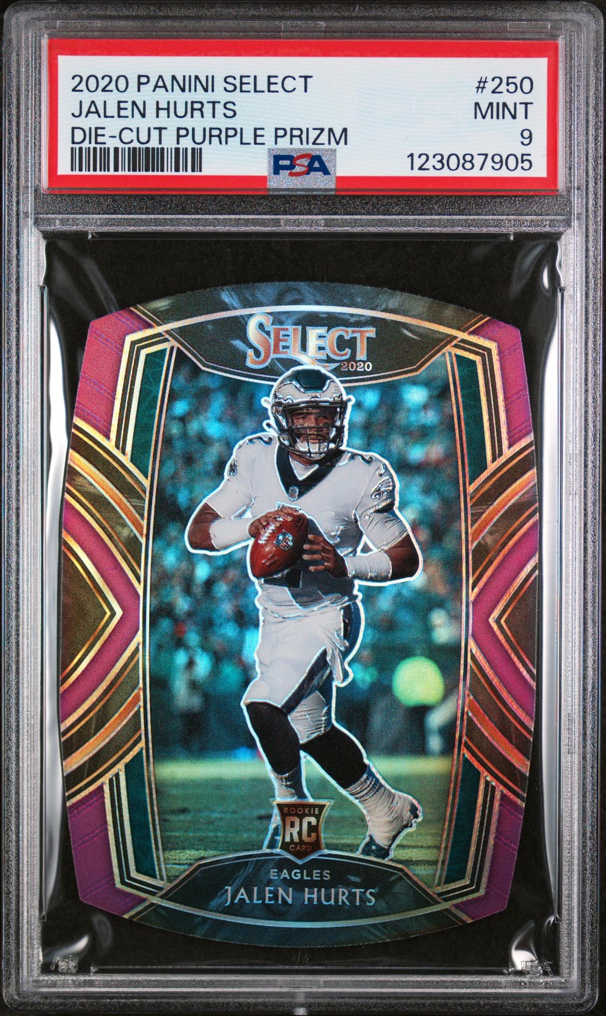 2020 Panini Select Prizm Purple Die Cut Jalen Hurts #250 PSA 9