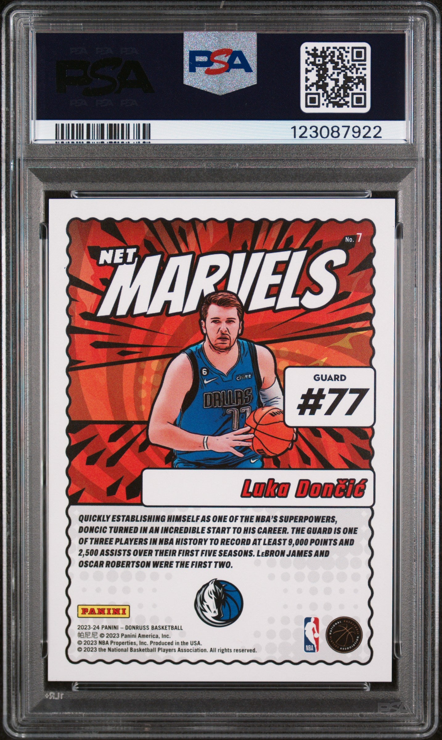 2023 Panini Donruss Net Marvels Holo Laser Luka Doncic #7 PSA 8