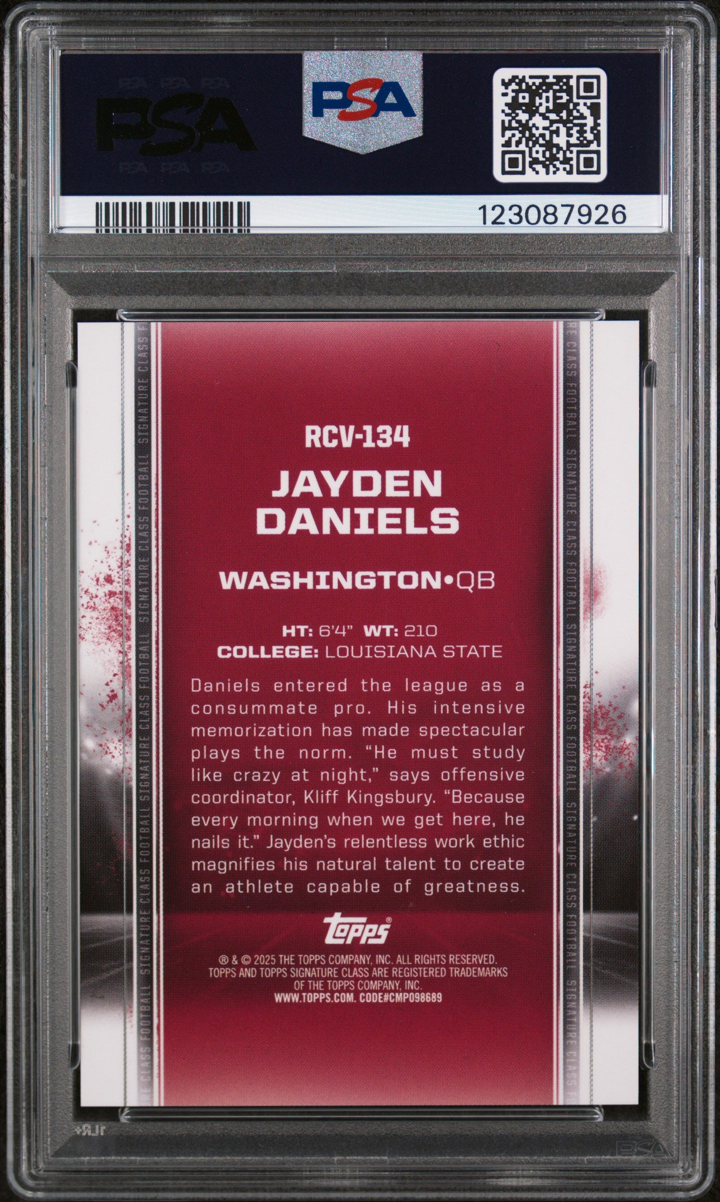 2024 Topps Signature Class Rookie Class Base Chrome Variation Gold Refractor Jayden Daniels #RCV134 101/101 PSA 9