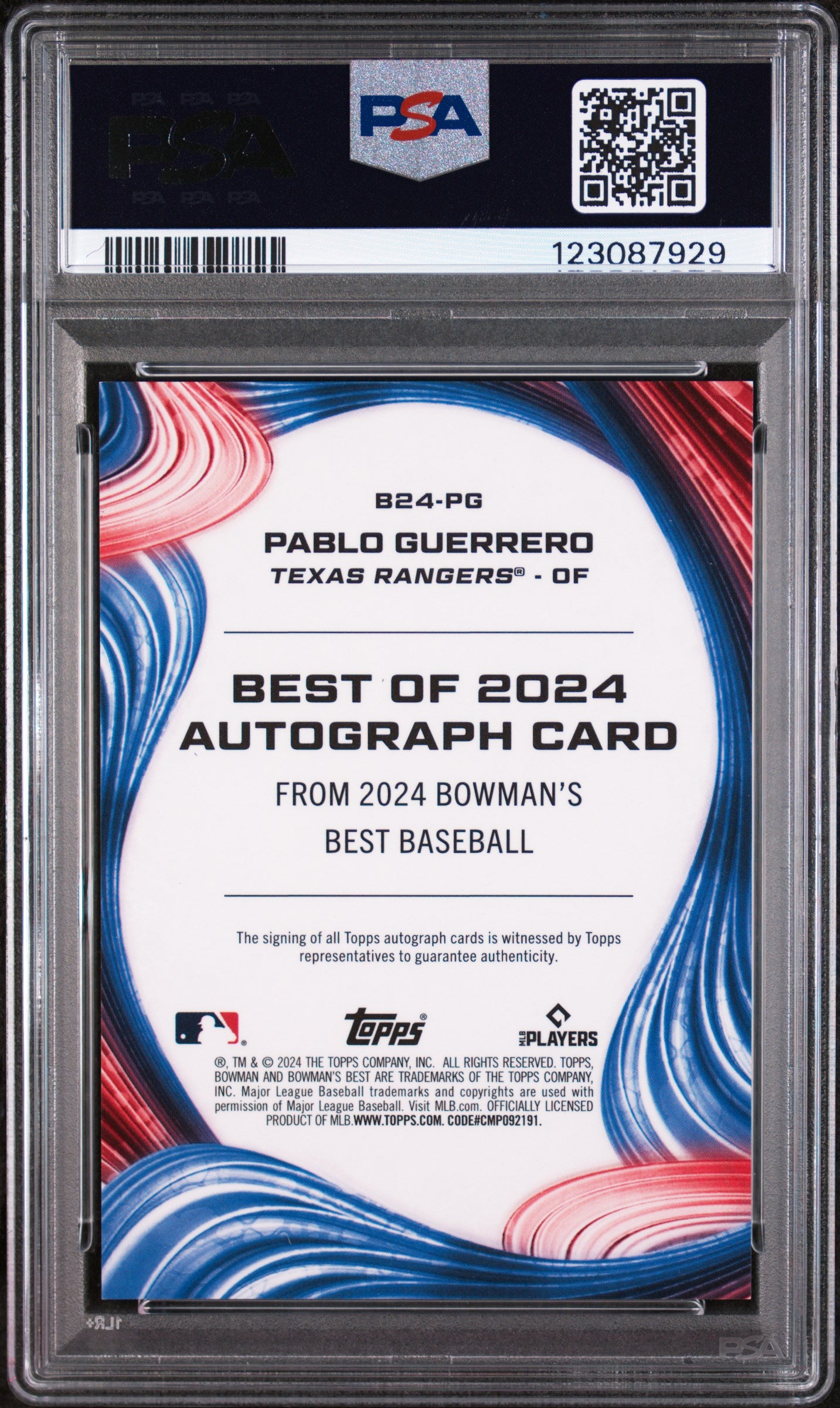 2024 Bowman's Best Best of 2024 Autographs Blue Refractor Pablo Guerrero #B24PG /150 PSA 9