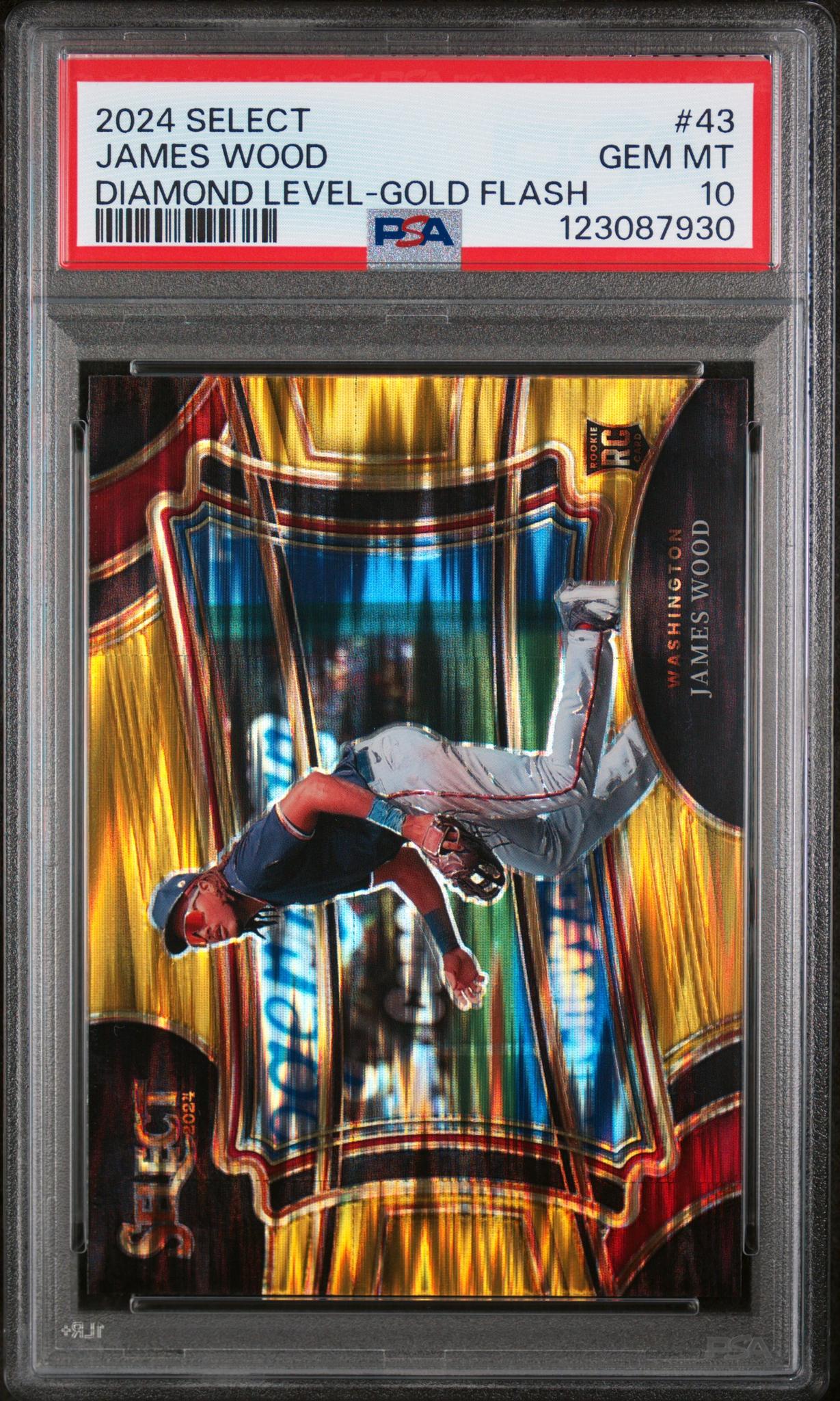 2024 Panini Select Diamond Level Gold Flash Prizm James Wood #43 /10 PSA 10