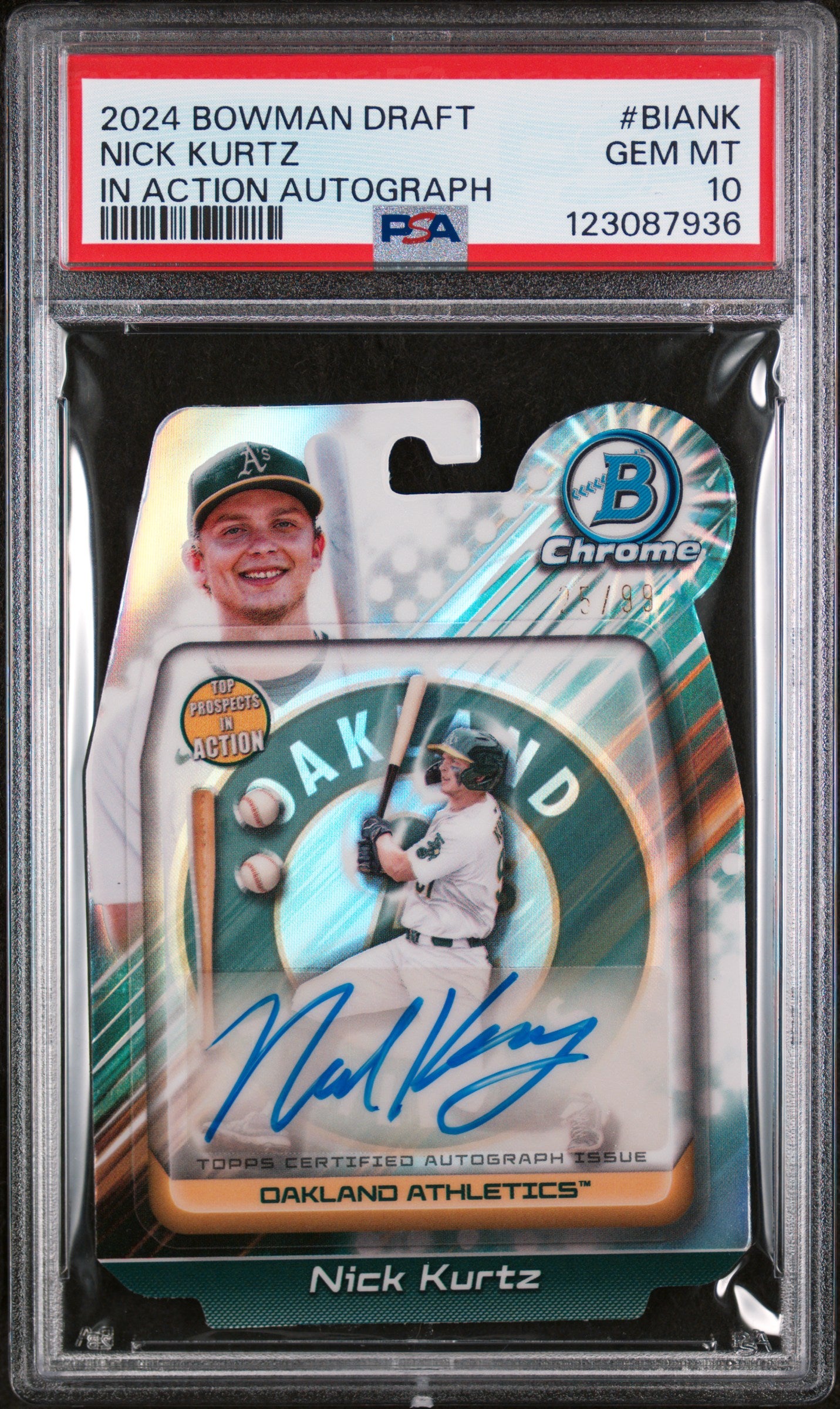 2024 Chrome Draft In Action Autographs Nick Kurtz #BIANK /99 PSA 10