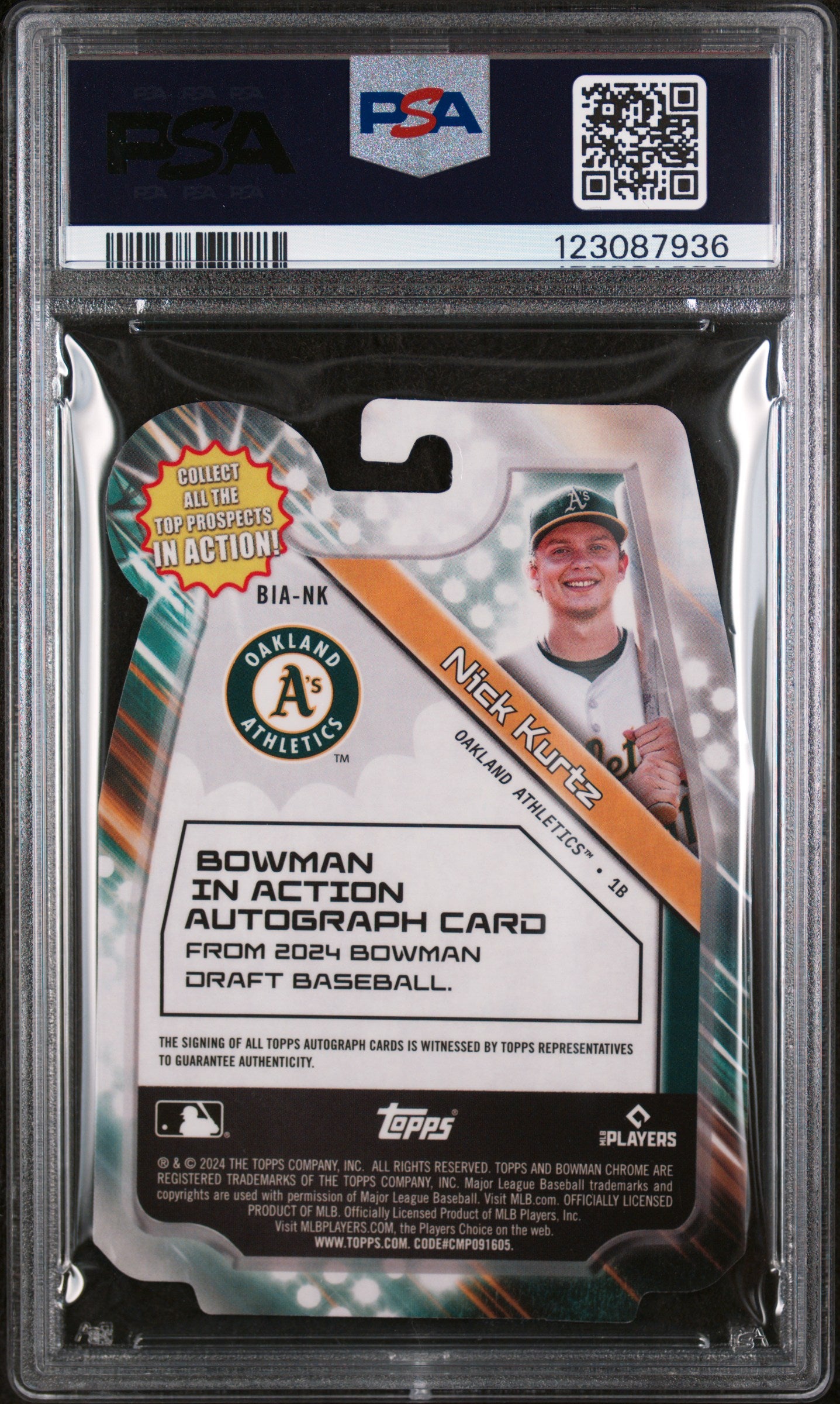 2024 Chrome Draft In Action Autographs Nick Kurtz #BIANK /99 PSA 10