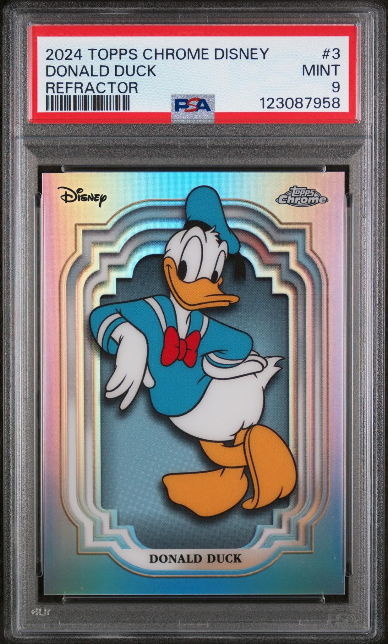 2024 Topps Chrome Disney Refractor Donald Duck #3 PSA 9