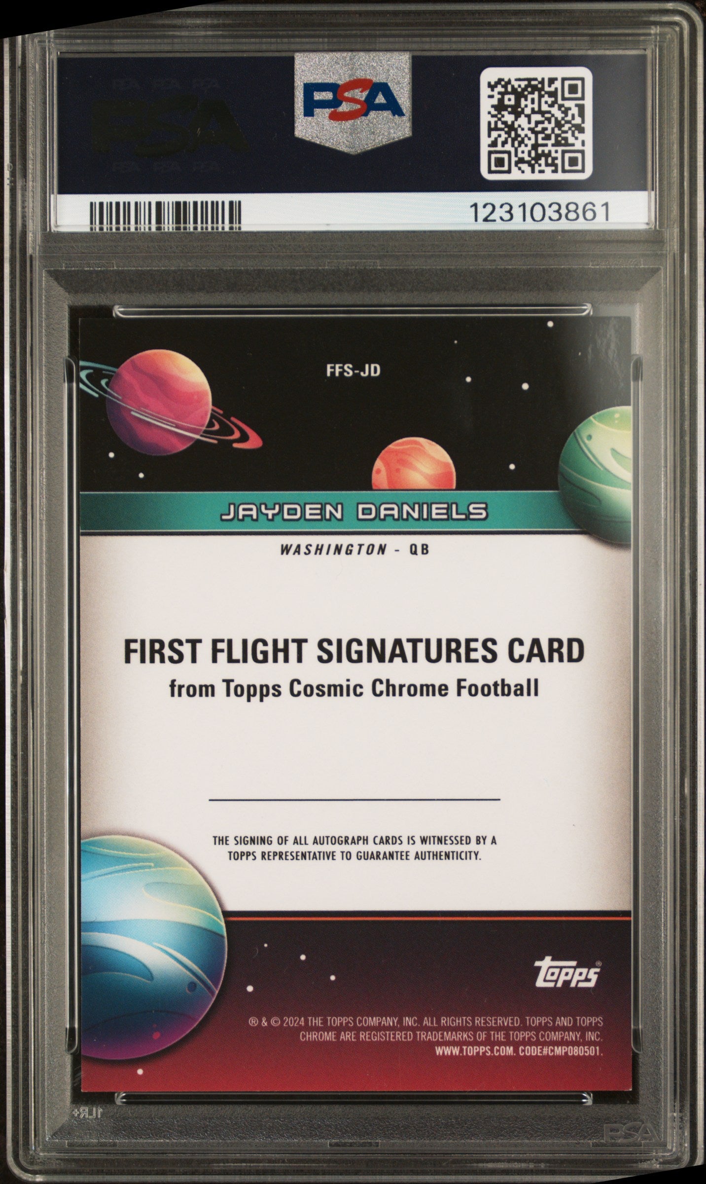 2024 Topps Chrome #JD Jayden Daniels First Flight Signatures /50 PSA 8