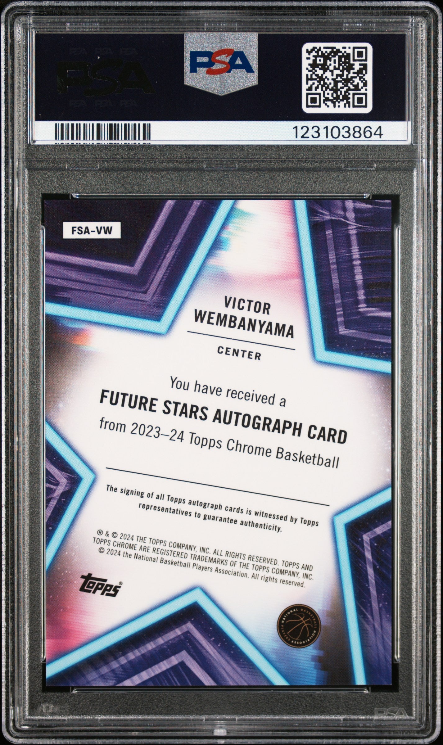 2023 Topps Chrome Future Stars Victor Wembanyama #FSA-VW RC Auto PSA 9