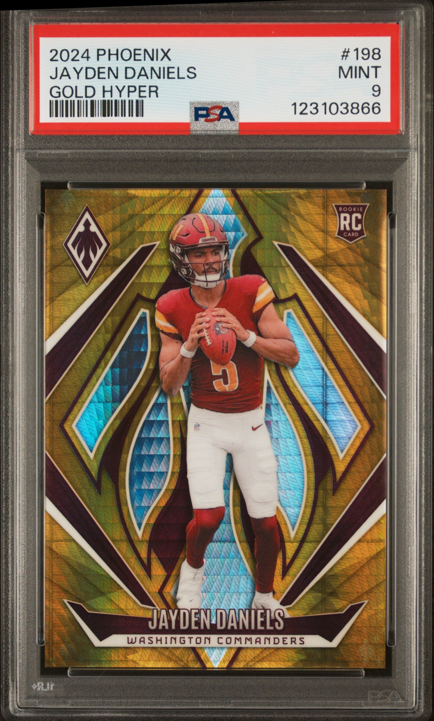 2024 Panini Phoenix Gold Hyper Jayden Daniels #198 RC /10 PSA 9