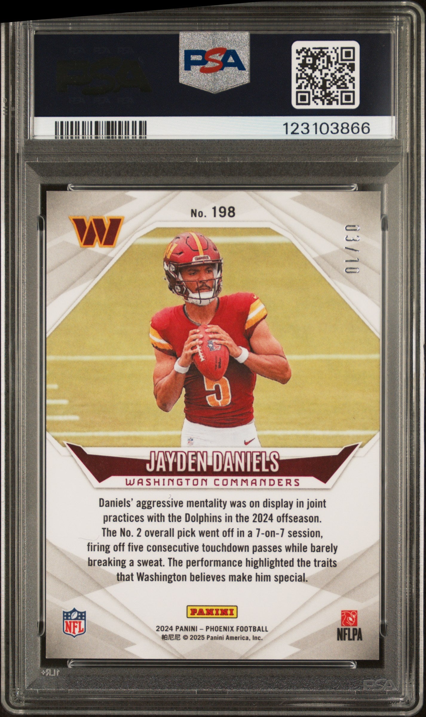2024 Panini Phoenix Gold Hyper Jayden Daniels #198 RC /10 PSA 9