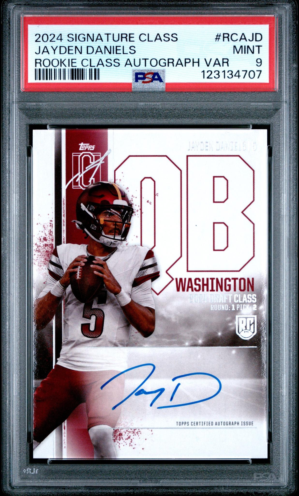 2024 Topps Signature Class Rookie Class Var Jayden Daniels #RCA-JD RC Auto PSA 9