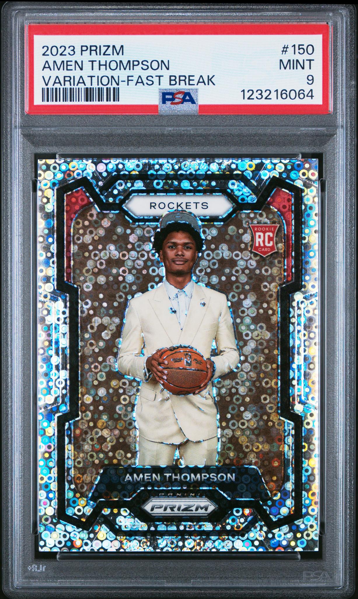 2023 Panini Prizm Variation Fast Break Amen Thompson #150 PSA 9