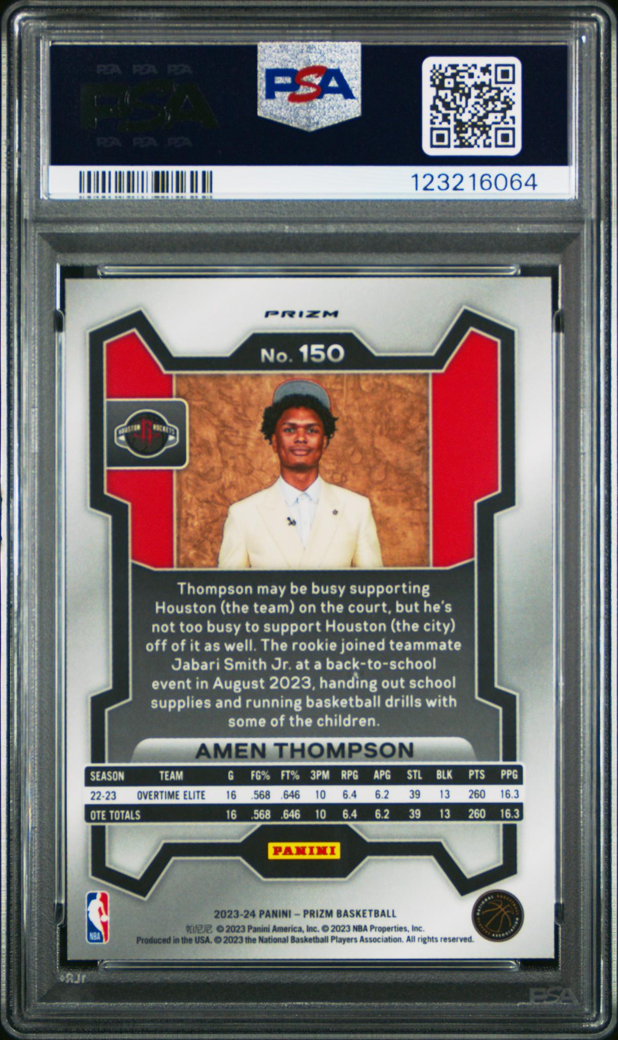 2023 Panini Prizm Variation Fast Break Amen Thompson #150 PSA 9