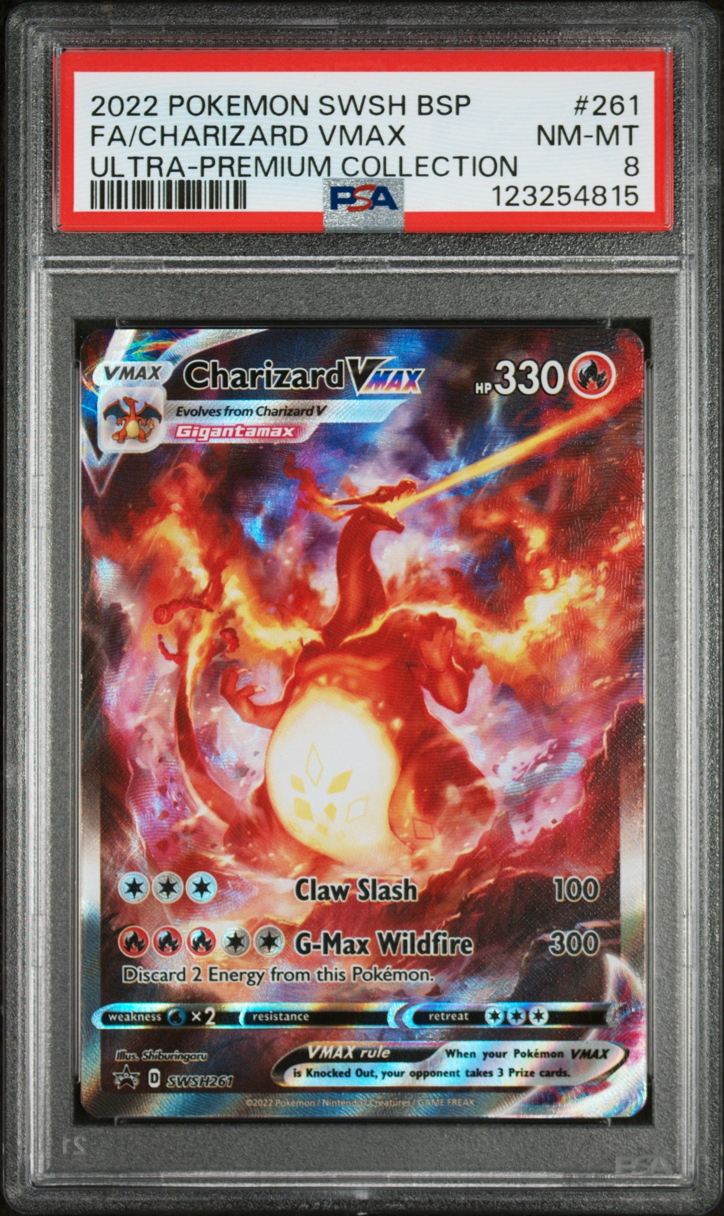 2022 Pokemon Sword and Shield Black Star Ultra Premium Collection Promo Charizard Vmax #SWSH261 PSA 8