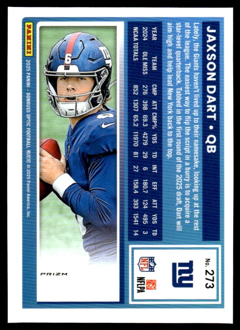 2025 Optic #273 Jaxson Dart Rated Rookie Silver Holo RC