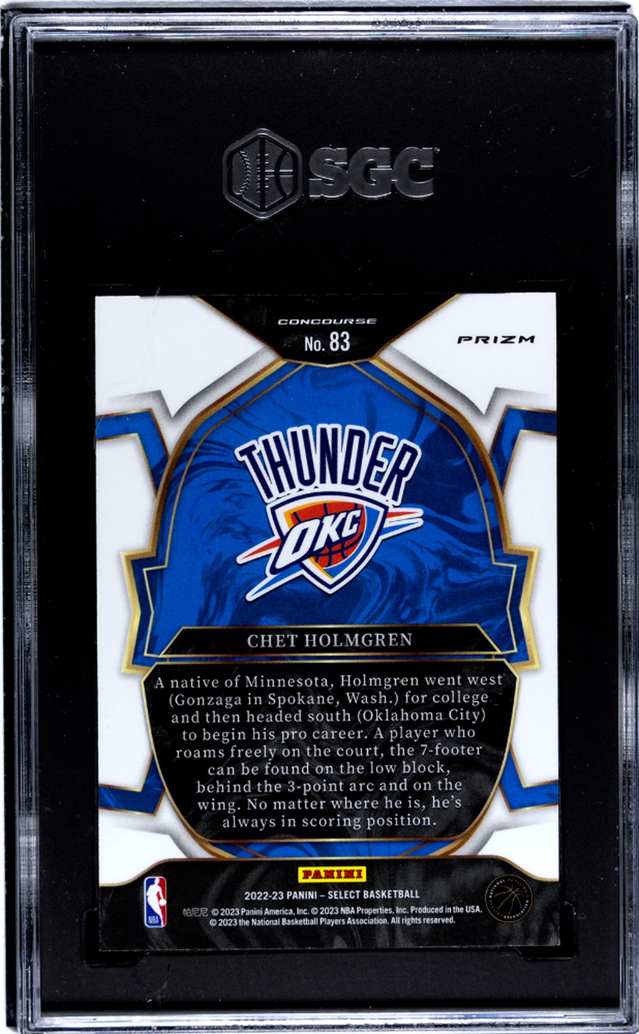 2022-23 Panini Select #83 Chet Holmgren Blue Prizm SGC 10